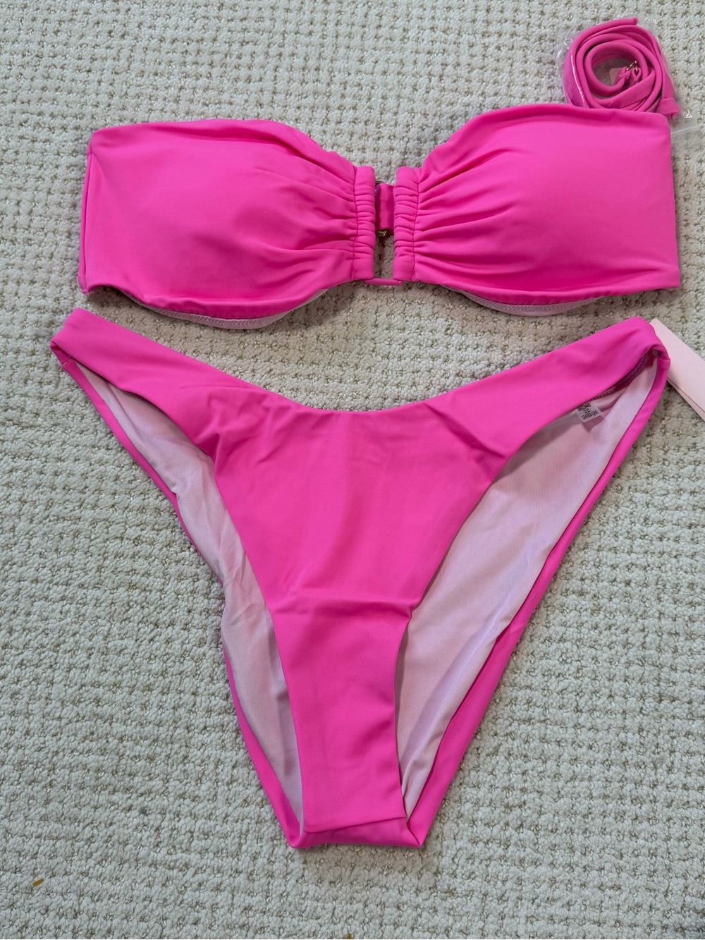 Victoria's Secret Hot Pink Strapless Bikini Set